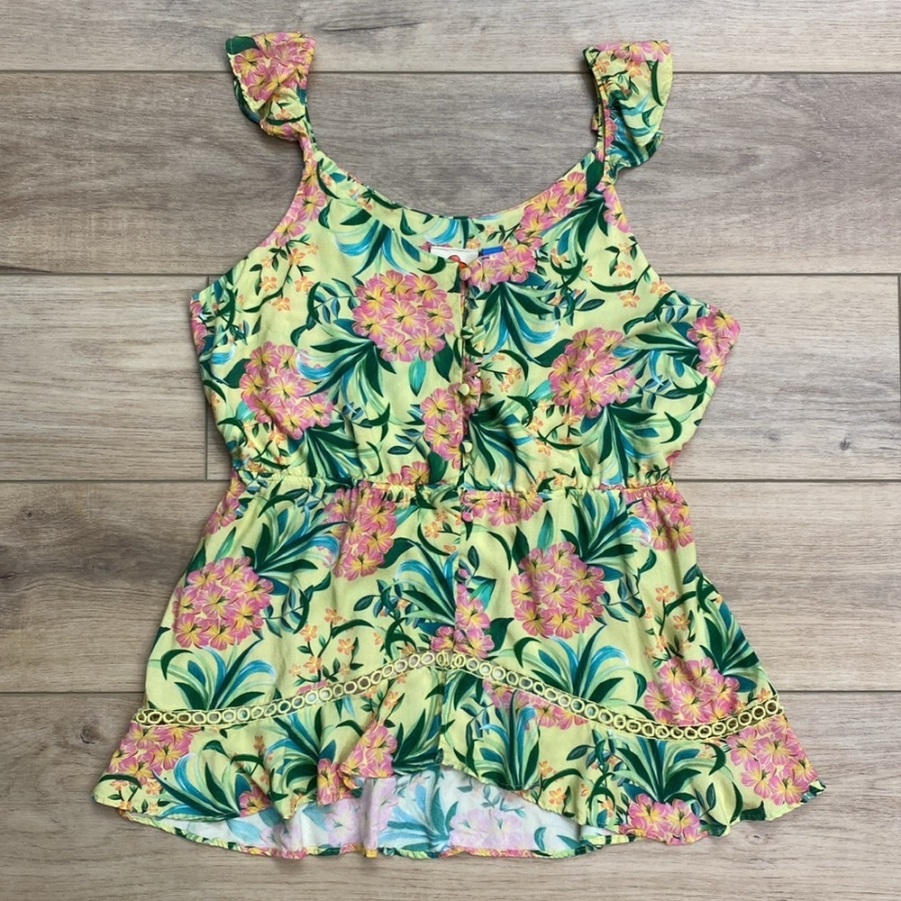 Farm Rio‎ Floral Ruffle Tank Top - Picture 2 of 16